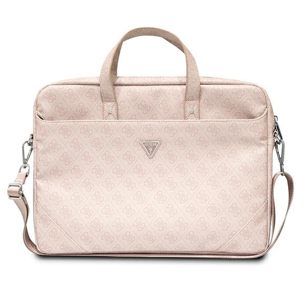 Guess Saffiano 4G Triangle Logo väska för en 16'' bärbar dator - rosa
