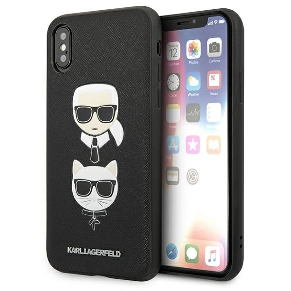 Karl Lagerfeld Saffiano Karl&Choupette Huvudfodral för iPhone X/XS - svart