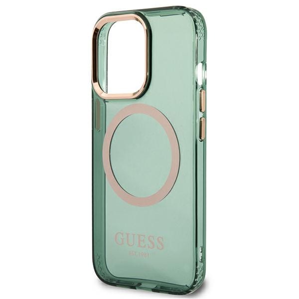 Guess GUHMP13LHTCMA iPhone 13 Pro 6.1" Green/Khaki Hard Case Gold Outline MagSafe