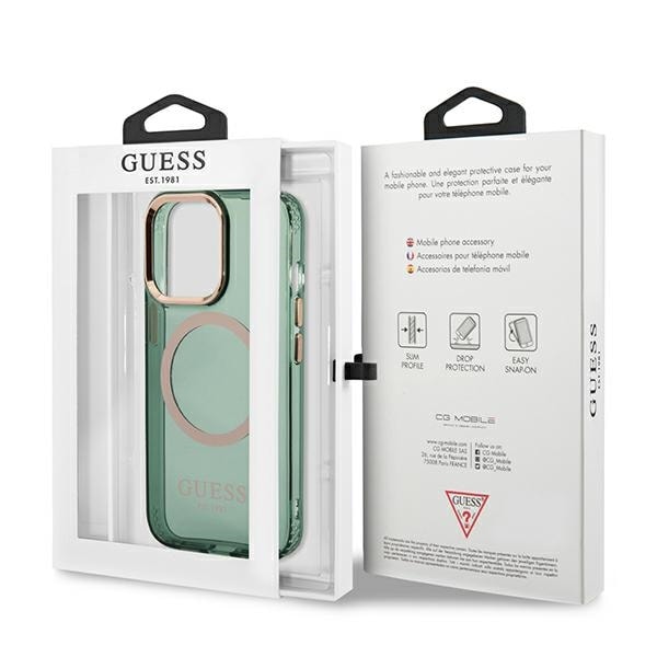 Guess GUHMP13LHTCMA iPhone 13 Pro 6.1" Green/Khaki Hard Case Gold Outline MagSafe