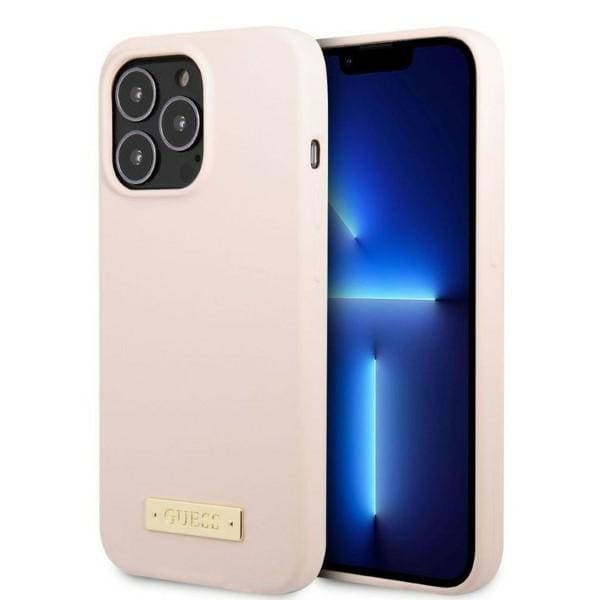 Guess GUHMP13XSPLP iPhone 13 Pro Max 6,7" rosa/rosa hårt fodral Silikon Logo Plate MagSafe