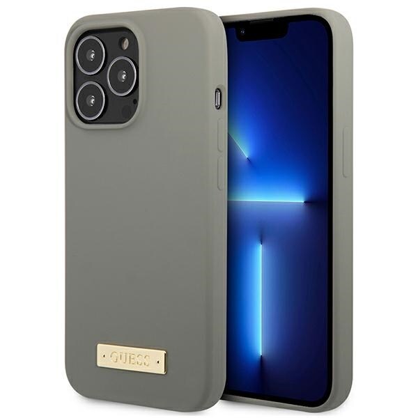 Guess GUHMP13LSPLG iPhone 13 Pro / 13 6,1" grå/grå hårt fodral Silikon Logo Plate MagSafe