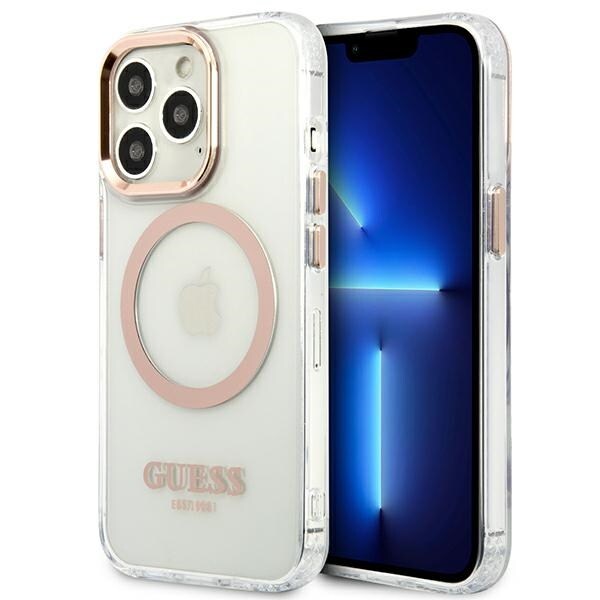 Guess GUHMP13XHTRMD iPhone 13 Pro Max 6,7 "guld / guld hårt fodral Metall Outline Magsafe
