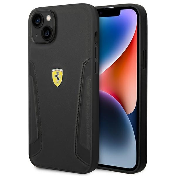 Ferrari FEHCP14MRBUK iPhone 14 Plus 6,7" svart/svart hårda fodral Läder Stämpel sidor