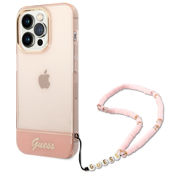 Guess GUHCP14XHGCOHP iPhone 14 Pro Max 6,7" rosa/rosa hårddisk Translucent Pearl Strap