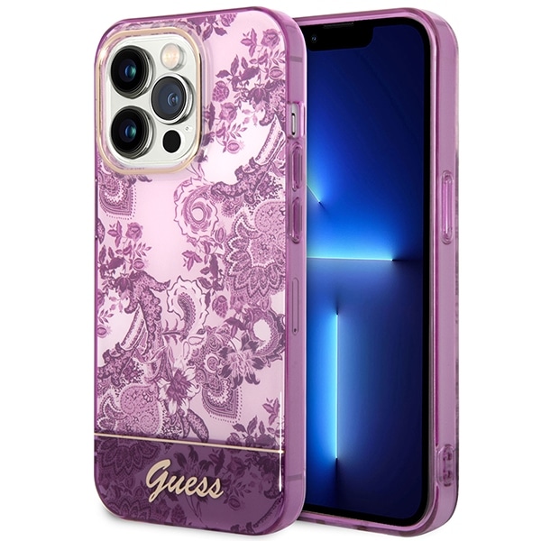 Guess Porslinssamlingsfodral för iPhone 14 Pro Max - fuchsia