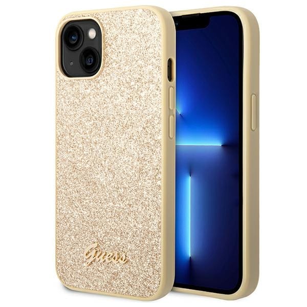 Guess GUHCP14SHGGSHD iPhone 14 6,1" guld/guld hårt fodral Glitter Script