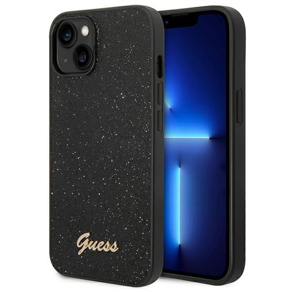 Guess Glitter Script Fodral för iPhone 14 Plus - Svart