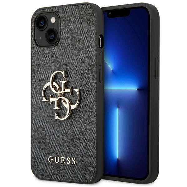 Guess 4G Stor metallogo iPhone 14 Fodral - Grå