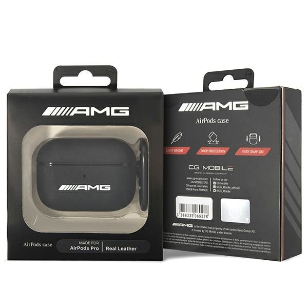 AMG læderetui med stort logo til AirPods Pro - sort