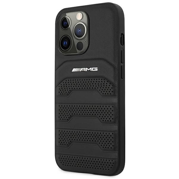 AMG AMHCP14LGSEBK iPhone 14 Pro 6.1 "sort / sort hardcase Læderprægede linjer