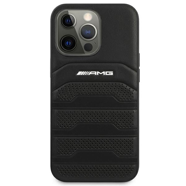 AMG AMHCP14LGSEBK iPhone 14 Pro 6.1 "sort / sort hardcase Læderprægede linjer