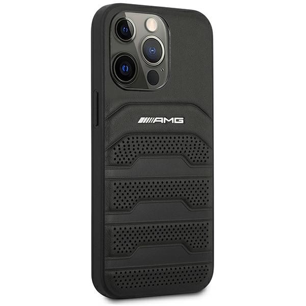 AMG AMHCP14LGSEBK iPhone 14 Pro 6.1 "sort / sort hardcase Læderprægede linjer