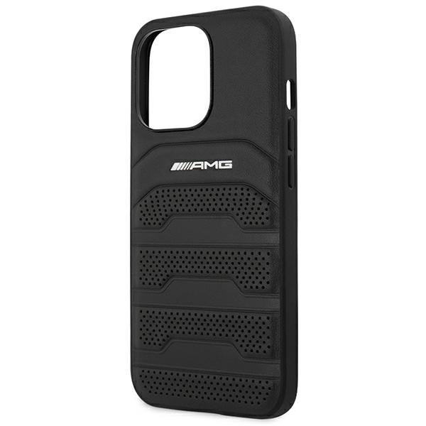 AMG AMHCP14LGSEBK iPhone 14 Pro 6.1 "sort / sort hardcase Læderprægede linjer