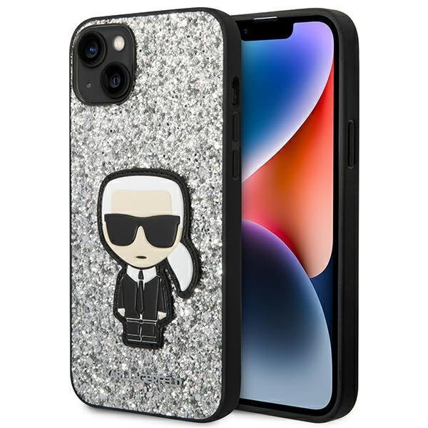 Karl Lagerfeld KLHCP14MGFKPG iPhone 14 Plus 6,7 "hardcase silver / silver Glitter Flakes Ikonik