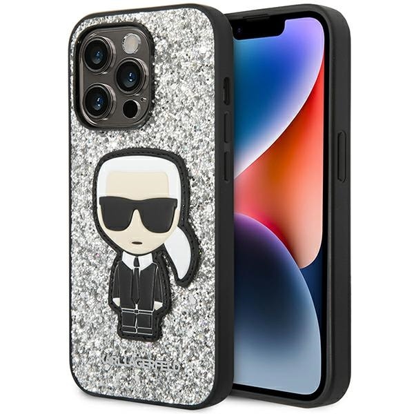 Karl Lagerfeld KLHCP14XGFKPG iPhone 14 Pro Max 6.7" Hardcase Silver/Glitter Flakes Ikonik