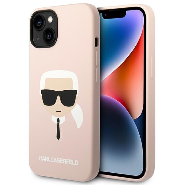 Karl Lagerfeld Silikon Karl's Head MagSafe Fodral för iPhone 14 Plus - Ljusrosa