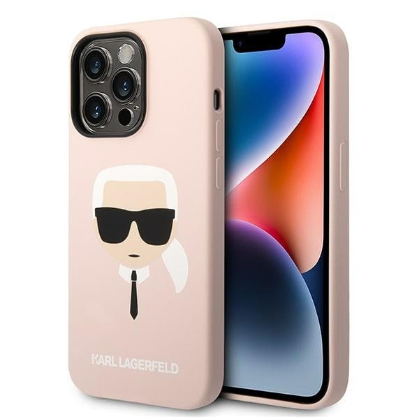 Karl Lagerfeld KLHMP14LSLKHLP iPhone 14 Pro 6.1" Hardcase Light Pink Silicone Karl's Head MagSafe