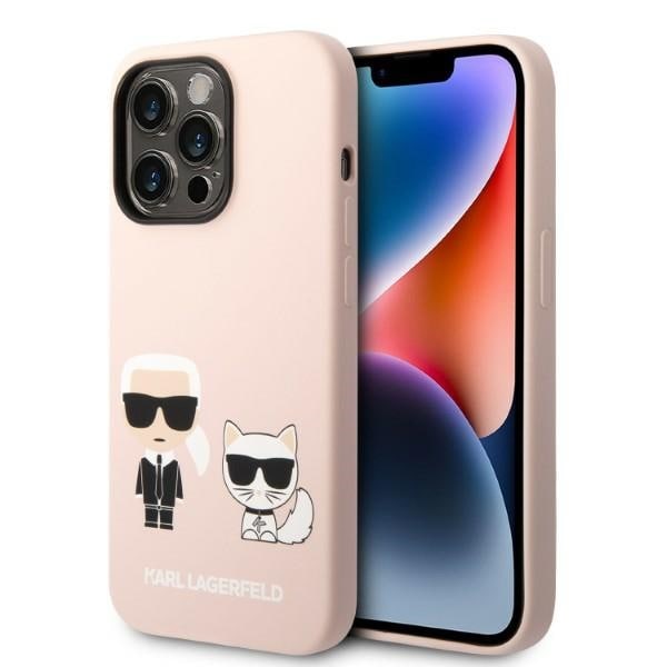 Karl Lagerfeld KLHMP14LSSKCI iPhone 14 Pro 6.1" Hardcase Ljusrosa Silikon Karl & Choupette Magsafe