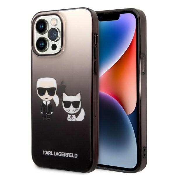 Karl Lagerfeld KLHCP14LTGKCK iPhone 14 Pro Hardcase Black/Black Gradient Ikonik Karl & Choupette