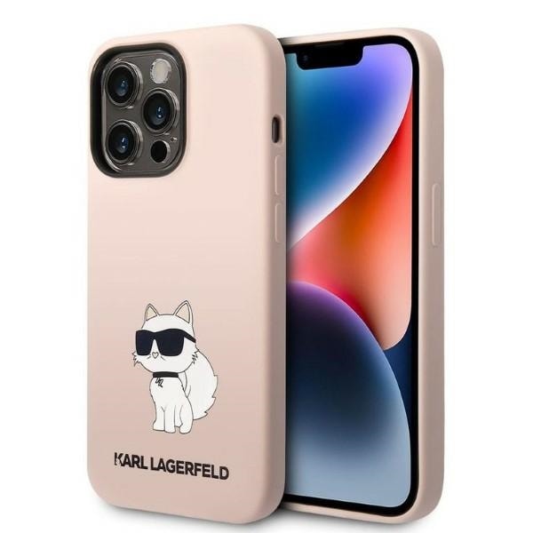 Karl Lagerfeld Silikon Choupette-fodral för iPhone 14 Pro Max - rosa