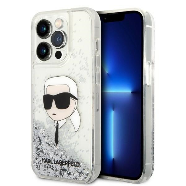 Karl Lagerfeld Glitter Karl's Head fodral för iPhone 14 Pro Max - silver