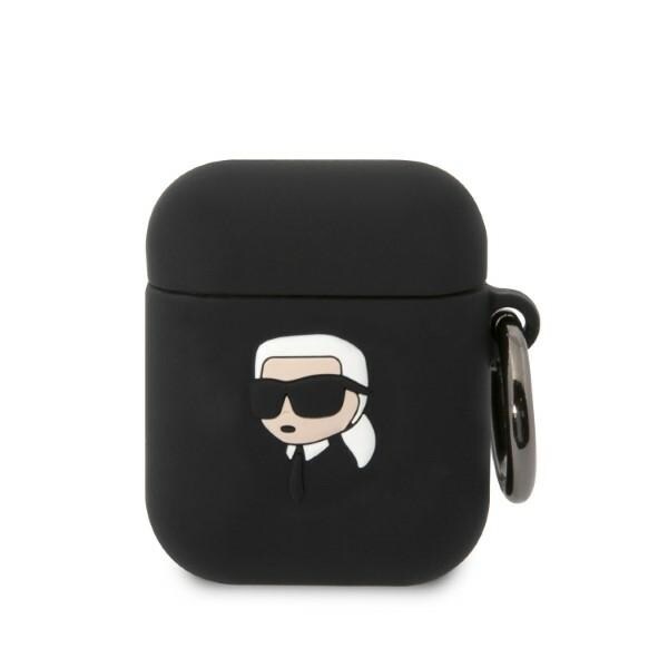 Karl Lagerfeld KLA2RUNIKK AirPods 1/2 skydd svart/svart Silikon Karl Head 3D