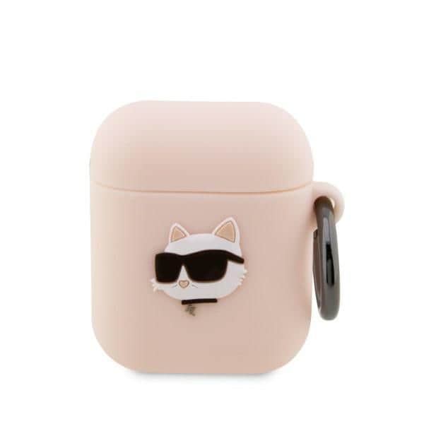 Karl Lagerfeld KLA2RUNCHP AirPods 1/2-skydd rosa/rosa Silikon Choupette Head 3D