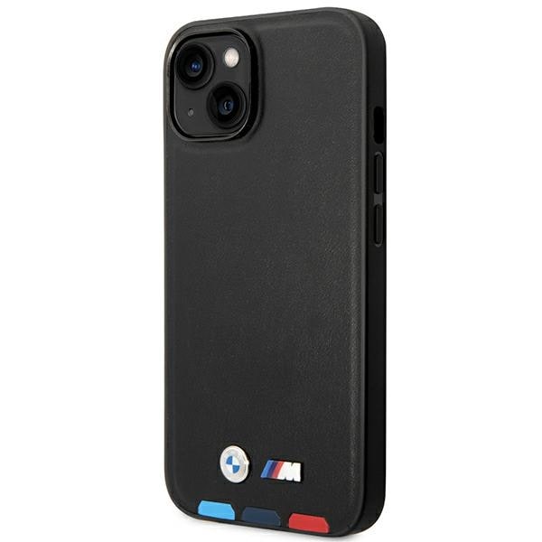 Etui BMW BMHMP14M22PTDK iPhone 14 Plus 6.7 "sort/sort Læderstempel Tricolor Magsafe