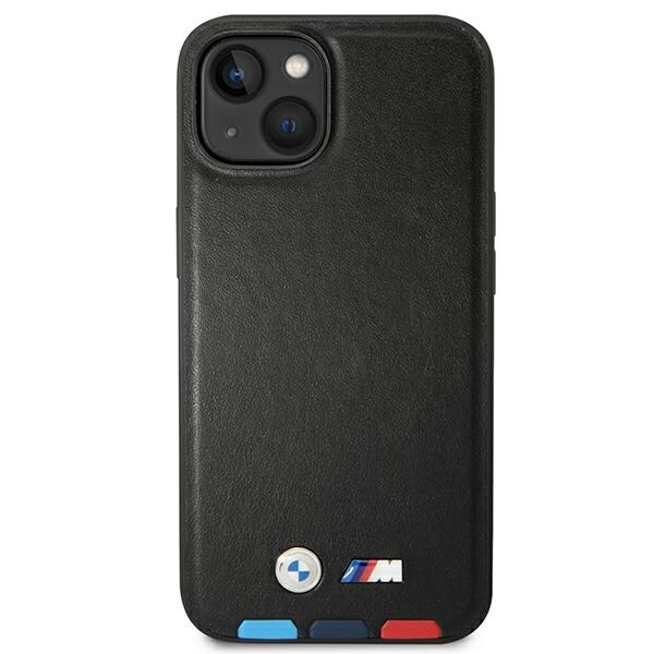 Etui BMW BMHMP14M22PTDK iPhone 14 Plus 6.7 "sort/sort Læderstempel Tricolor Magsafe