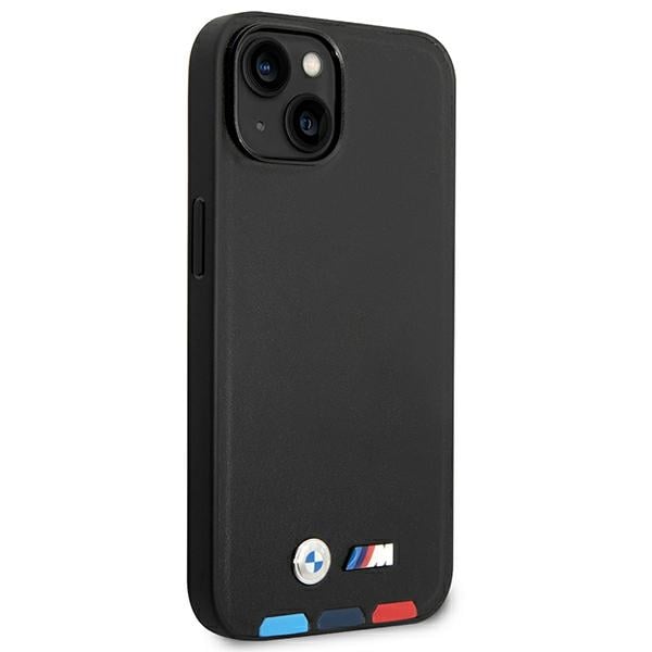Etui BMW BMHMP14M22PTDK iPhone 14 Plus 6.7 "sort/sort Læderstempel Tricolor Magsafe