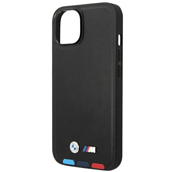Etui BMW BMHMP14M22PTDK iPhone 14 Plus 6.7 "sort/sort Læderstempel Tricolor Magsafe