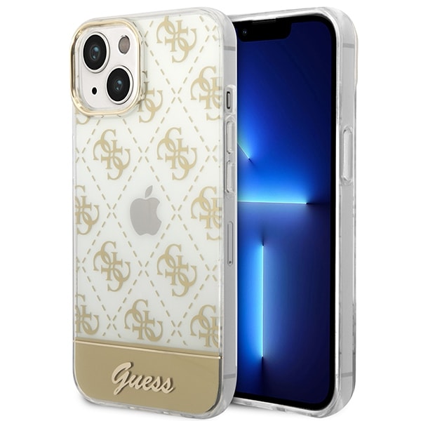 Guess GUHCP14MHG4MHG iPhone 14 Plus 6,7 "guld / guld hårda fodral 4G Mönster Script