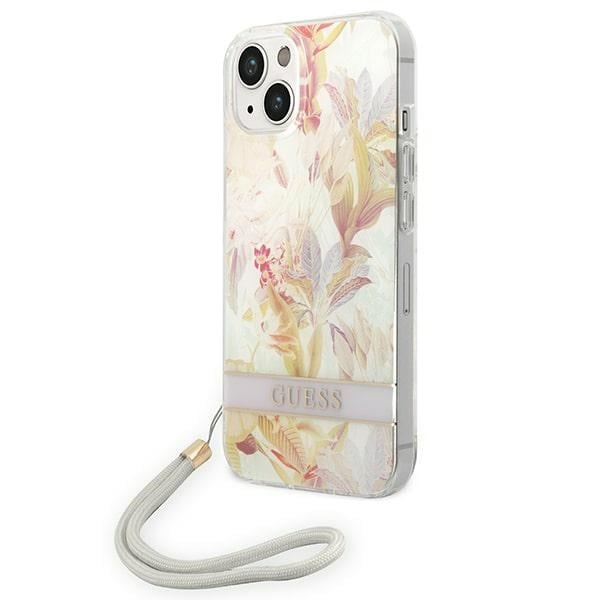 Guess GUOHCP14MHFLSU iPhone 14 Plus 6,7 "lila / lila hårda fodral Blomsterrem