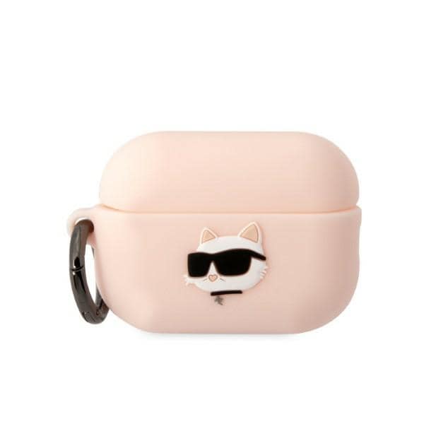 Karl Lagerfeld KLAP2RUNCHP AirPods Pro 2 skydd rosa/rosa Silikon Choupette Head 3D