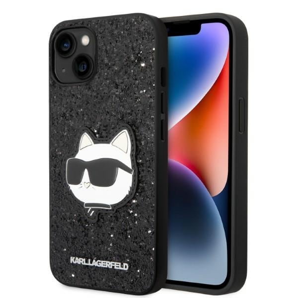 Karl Lagerfeld KLHCP14MG2CPK iPhone 14 Plus 6,7" svart hårt fodral med Glitter Choupette Patch