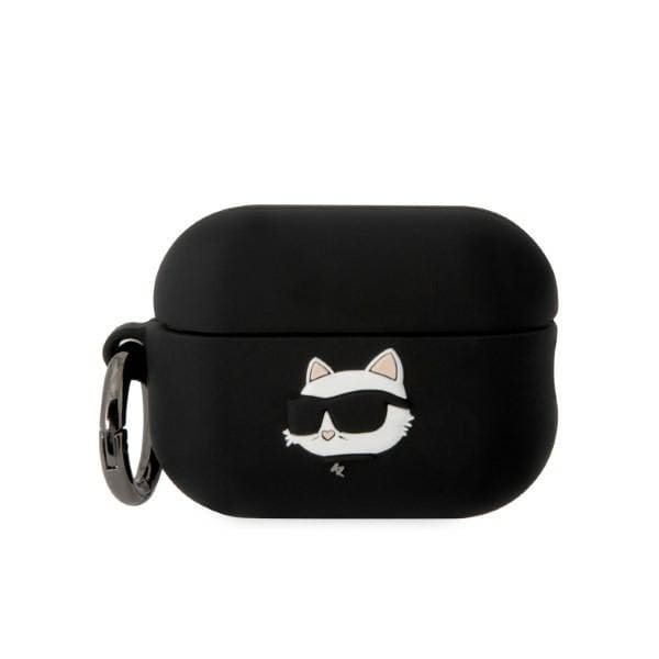 Karl Lagerfeld KLAP2RUNCHK AirPods Pro 2 skydd svart/svart Silikon Choupette Head 3D