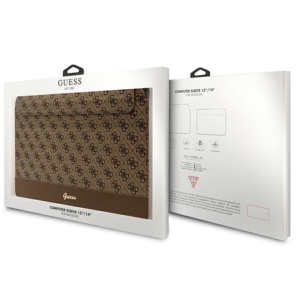 Guess 4G Stripe Metal Logo-fodral för en 14" bärbar dator - brun
