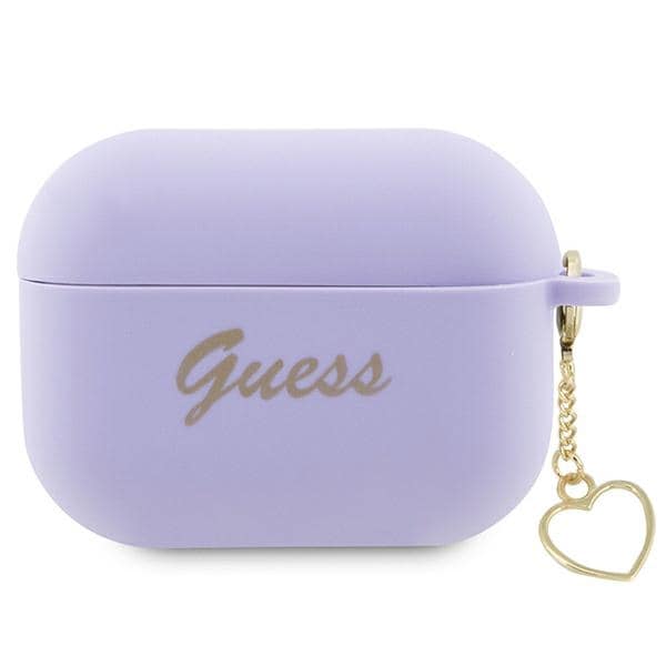 Guess GUAP2LSCHSU AirPods Pro 2 skydd lila/lila Silikon Charm Hjärta Kollektion