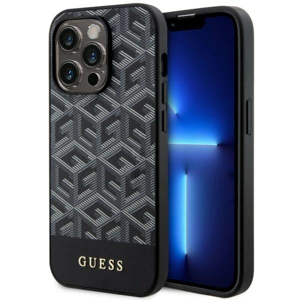 Guess GUHMP14LHGCFSEK iPhone 14 Pro 6,1" svart/svart hård väska GCube Stripes MagSafe