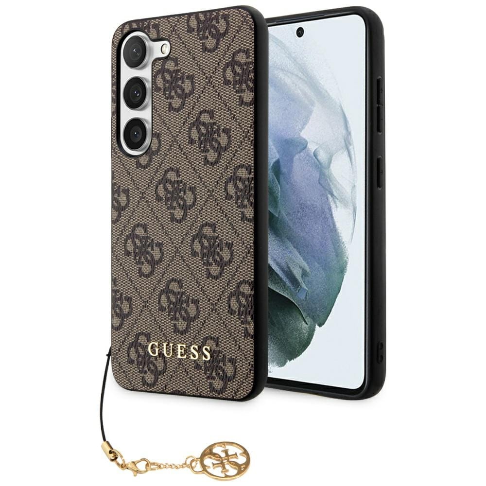Guess GUHCS23SGF4GBR S23 S911 brunt/brunt hårt fodral 4G Charms Collection