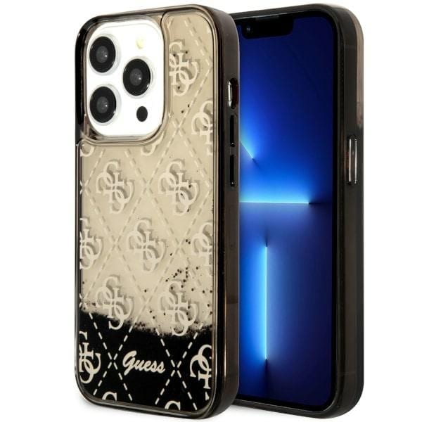 Guess GUHCP14LLC4PSGK iPhone 14 Pro 6,1" svart/svart hårdfodral Liquid Glitter 4G Transculent