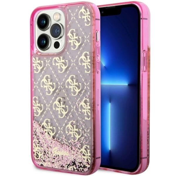 Guess GUHCP14XLC4PSGP iPhone 14 Pro Max 6,7" rosa/rosa hårda fodral Liquid Glitter 4G Transculent