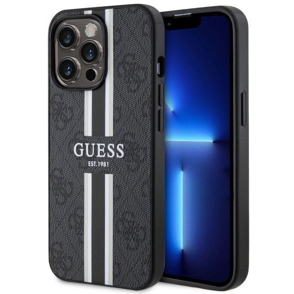 Guess GUHMP13LP4RPSK iPhone 13 Pro / 13 6,1" svart/svart hårdfodral 4G Printed Stripes MagSafe