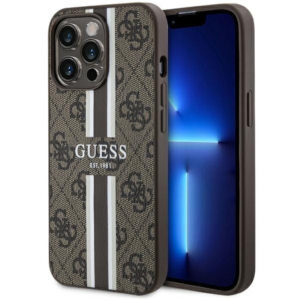 Guess GUHMP13LP4RPSW iPhone 13 Pro/13 6.1" brunt hårdplastfodral 4G Printed Stripes MagSafe