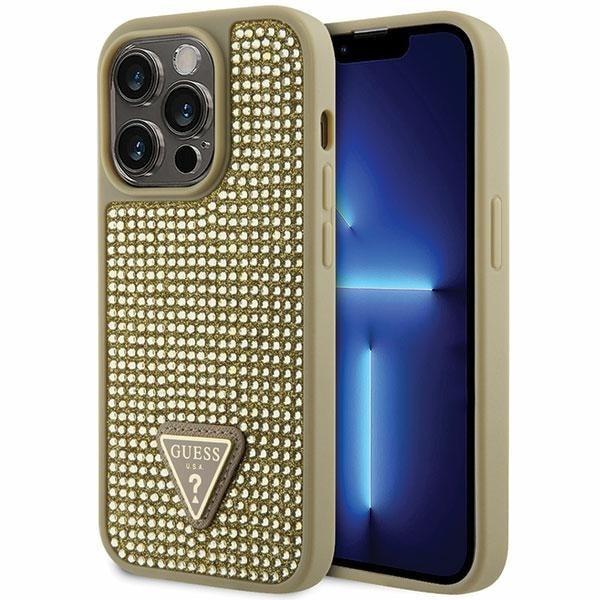 Guess GUHCP14LHDGTPD iPhone 14 Pro 6,1" guld/guld hårda fodral Rhinestone Triangle