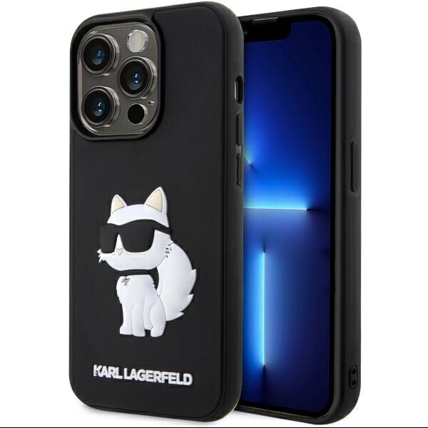 Karl Lagerfeld KLHCP14L3DRKHNK iPhone 14 Pro 6,1" svart/svart hårdskal Gummi Choupette 3D