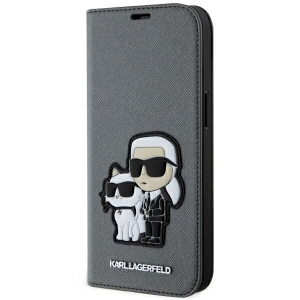 Karl Lagerfeld KLBKP14SSANKCPG iPhone 14 6.1" bokhylla silver Saffiano Karl & Choupette