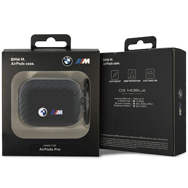 BMW BMAPWMPUCA2 AirPods Pro-cover sort/sort Carbon Double Metal Logo