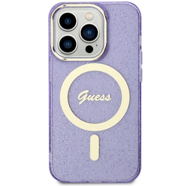 Guess GUHMN61HCMCGU iPhone 11 / Xr 6,1" lila/lila hårda fodral Glitter Gold MagSafe